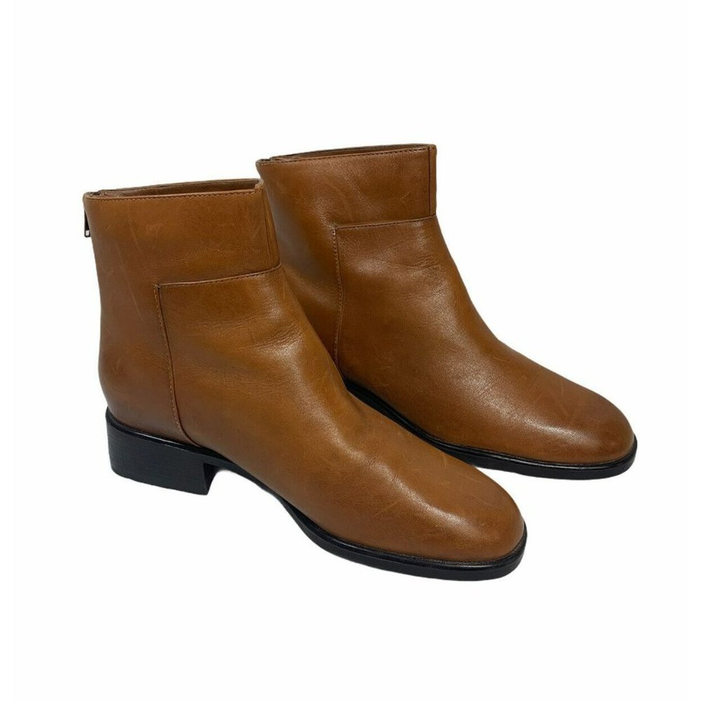 Croft & Barrow Sz 9M Medium Brown Leather Chelsea Boot Ankle Zipper Block Heel
